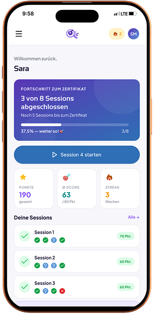 Smartphone-Mockup der Phishlens App mit Dashboard-Ansicht